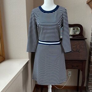 Draper James Striped Persley Ponte Classic Dress in Nassau Navy Size S